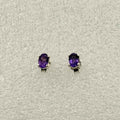 Sterling Silver Oval Amethyst Post Earrings Size 1
