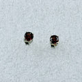 Sterling Silver Round Garnet Post Earrings Size 3