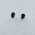 Sterling Silver Oval Garnet Post Earrings Size 3