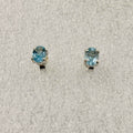 Sterling Silver Oval Aquamarine Post Earrings Size 2