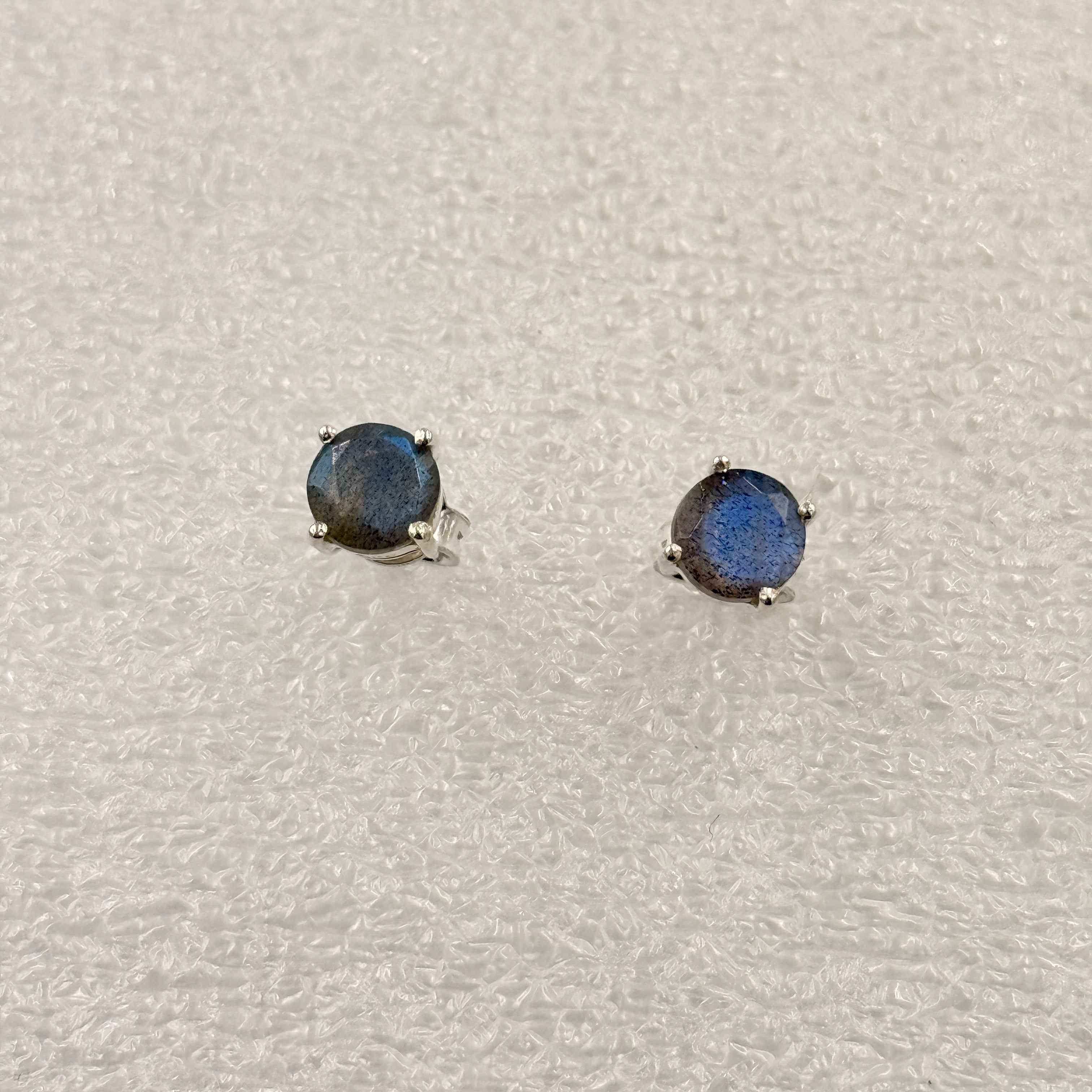 Sterling Silver Round Labradorite Post Earrings
