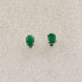 Sterling Silver Emerald Oval Post Earrings