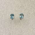 Sterling Silver Oval Aquamarine Post Earrings Size 1
