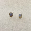 Sterling Silver Oval Labradorite Post Earrings Size 1