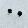 Sterling Silver Round Garnet Post Earrings Size 1