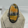 Sterling Silver Bezeled Oval Bumblebee Jasper Ring - Size 7 - Joy, Strength, & Personal Power
