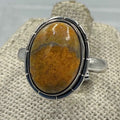 Sterling Silver Lined Oval Bumblebee Jasper Ring - Size 7 - Joy, Strength, & Personal Power