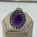 Sterling Silver Halo Oval Amethyst Ring – Size 7 – Calm, Intuition & Spiritual Protection