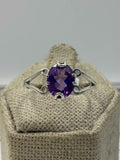 Sterling Silver Lotus Teardrop Amethyst Ring – Size 10 – Calm, Intuition & Spiritual Protection