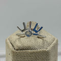 Sterling Silver Aquamarine Eyelash Ring- Size 8 - Peace, Courage & Clear Communication