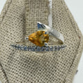 Sterling Silver Pear Citrine Open Wrap Ring – Size 6 – Abundance, Joy & Confidence