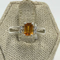 Sterling Silver Emerald Cut Citrine Accent Bar Ring – Size 7 – Abundance, Confidence & Success