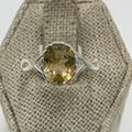 Sterling Silver Oval Citrine Halo Twist Ring – Size 7 – Abundance, Joy & Personal Power