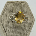 Sterling Silver Oval Citrine Floral Filigree Ring – Size 8 – Abundance, Joy & Confidence