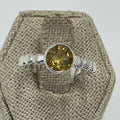 Sterling Silver Round Citrine Beaded Band Ring – Size 9 – Abundance, Joy & Balance