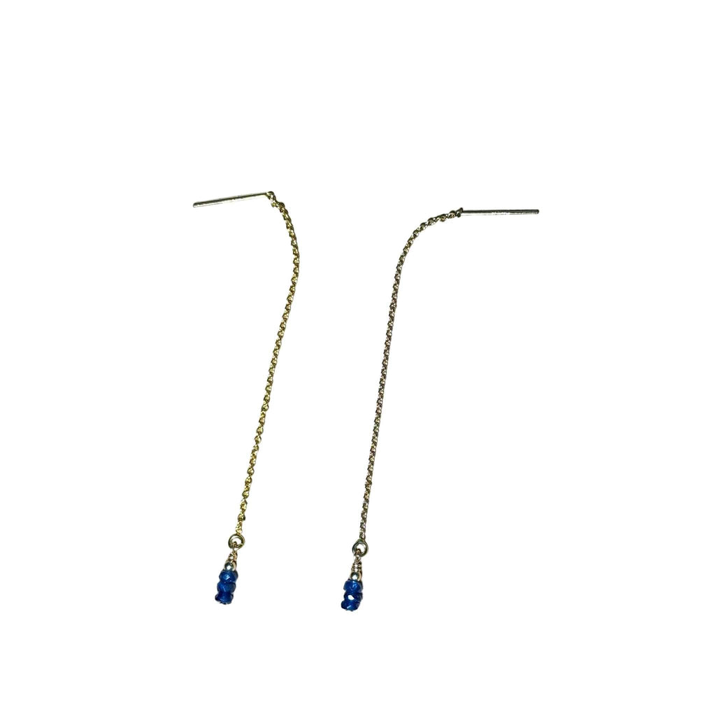Sept Birthstone Blue Sapphire Bertoni Earrings - Gold Filled Sterling Silver