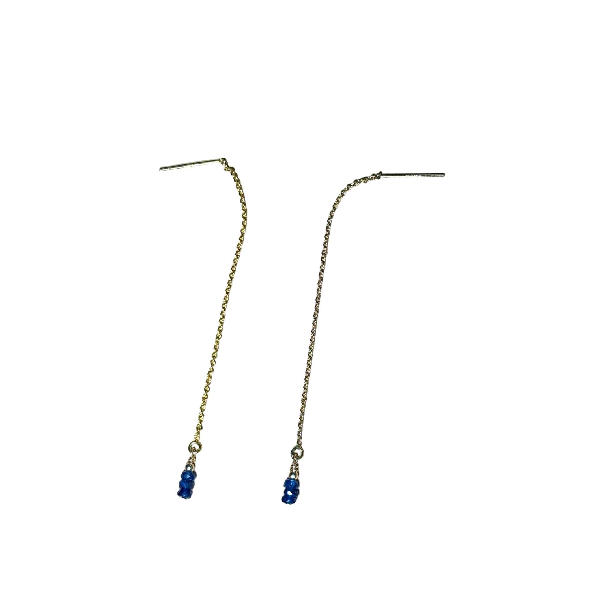 Sept Birthstone Blue Sapphire Bertoni Earrings - Gold Filled Sterling Silver
