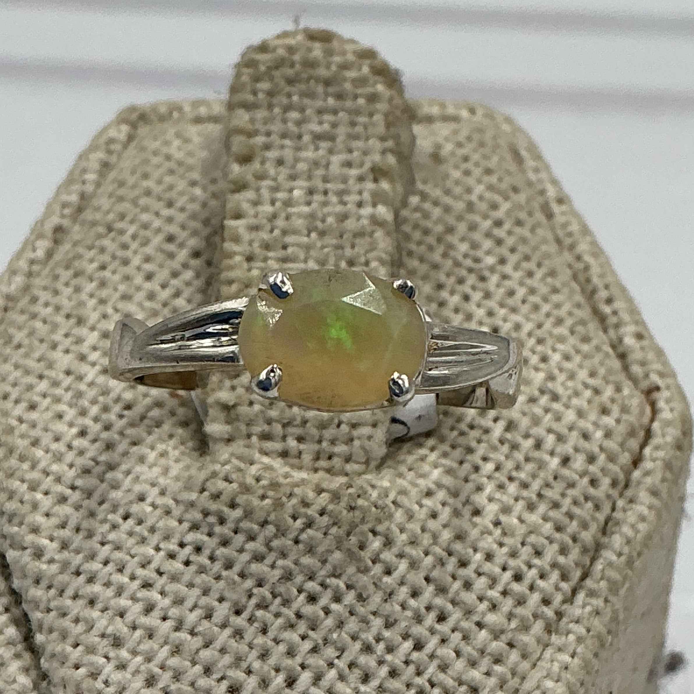 Sterling Silver Oval Ethiopian Opal Ring - Size 7 - Intuition, Creativity & Inner Light
