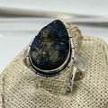 Sterling Silver Rough Lined Teardrop Labradorite Ring - Size 7 - Intuition, Protection & Transformation