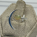 Sterling Silver Crescent Moon Ethiopian Opal Ring - Size 8 - Intuition, Creativity & Inner Light