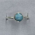 Sterling Silver Larimar Round Ring - Size 9 - Calming Breeze