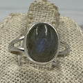 Sterling Silver Light Labradorite Oval Ring - Size 5 - Magic and Protection