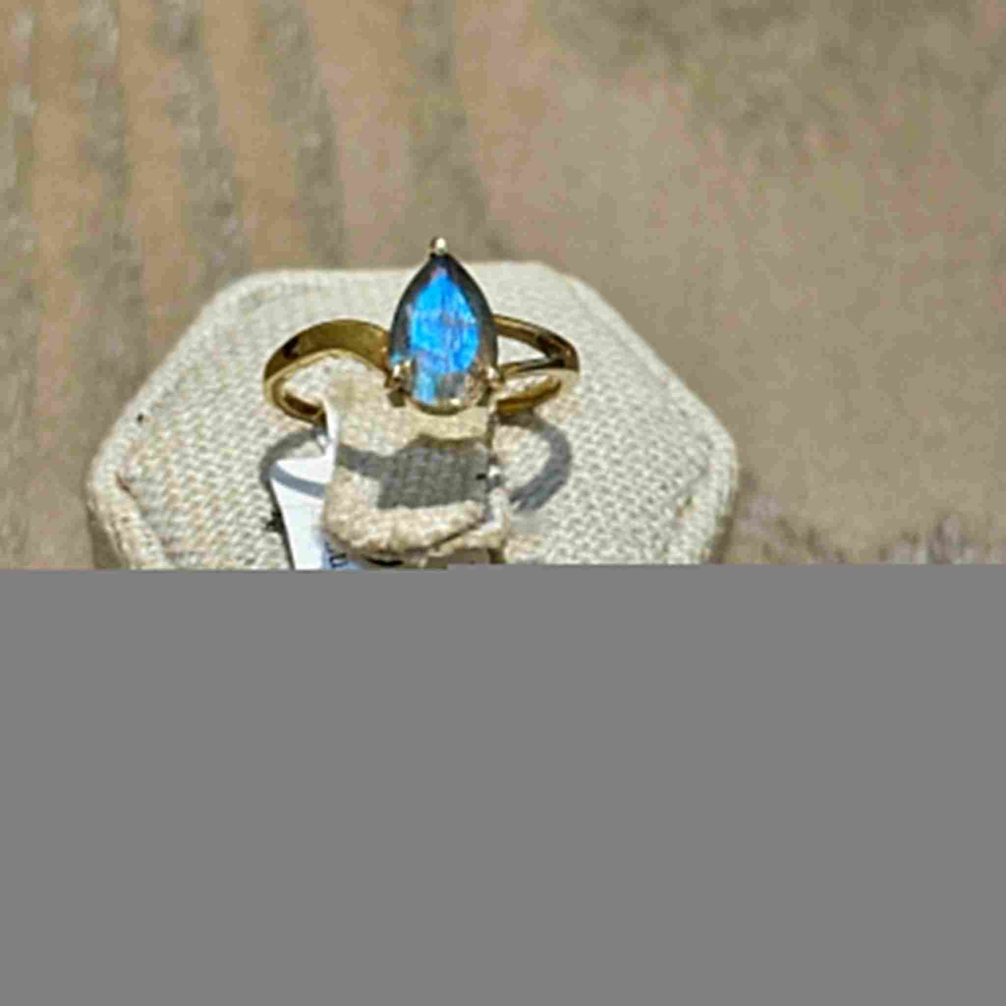 Labradorite Teardrop Split-Band Ring – Vermeil Gold-Filled – Sizes 6 & 7