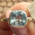 Cushion-Cut Bezel Blue Topaz Ring in Sterling Silver