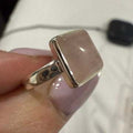 Rose Quartz Rectangle Bezel Ring – Sterling Silver – Size 6