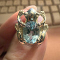 Frog Guardian Blue Topaz Ring in Sterling Silver (Size 5)