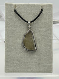 Sterling Silver  Rope Bezel Libyan Desert Glass  Pendant