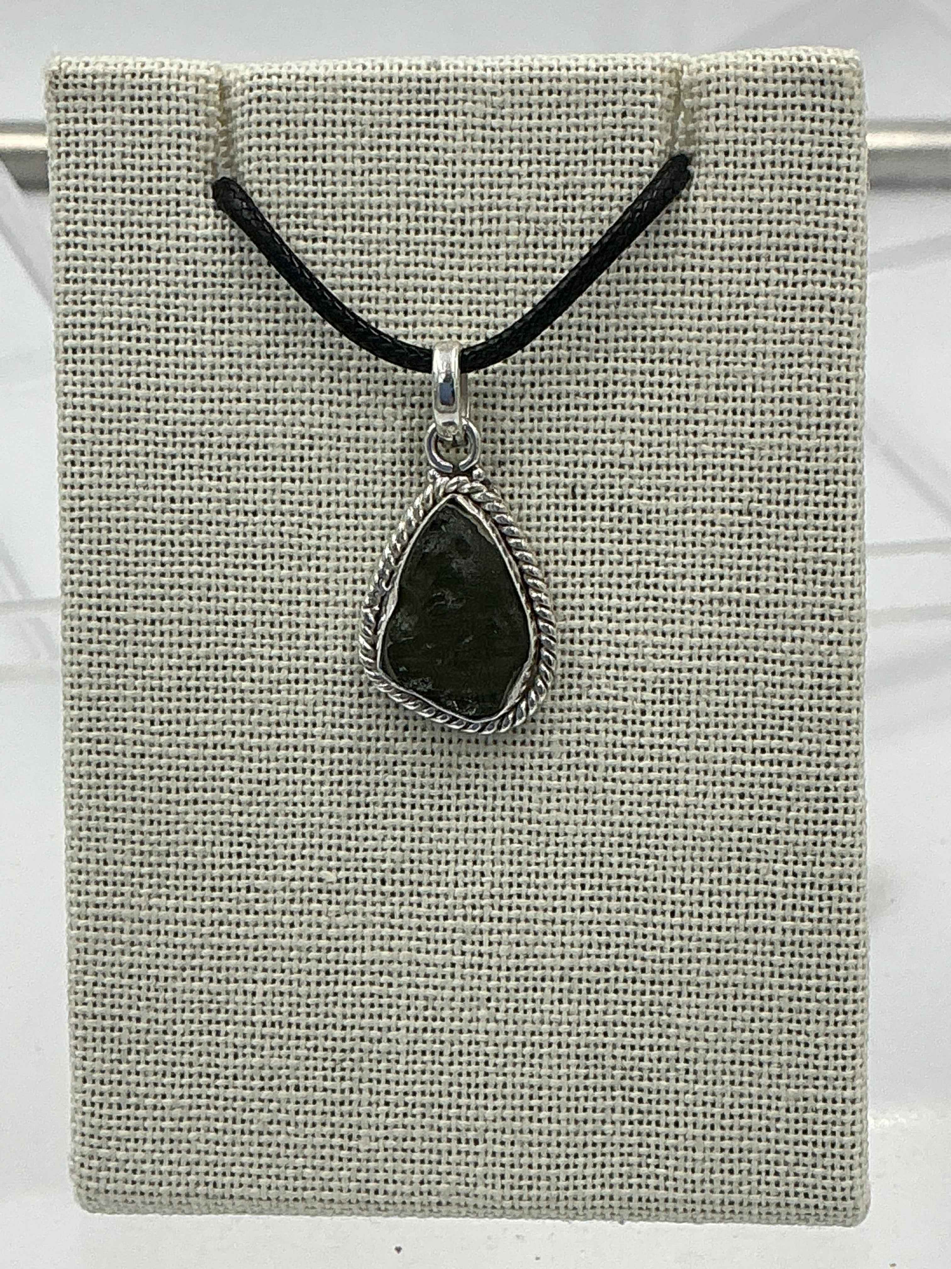 Sterling Silver Rope Bezel Moldavite Pendant
