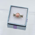Sterling Silver Split Banded Round Rhodochrosite Ring - Size 9 - Loving, Compassionate & Healing