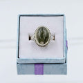 Sterling Silver Bezeled Oval Moss Agate Ring - Size 8 - Grounding, Nurturing & Growth