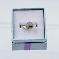 Sterling Silver Split Banded Round Moss Agate Ring - Size 8 - Grounding, Nurturing & Growth