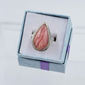 Sterling Silver Bezeled Teardrop Rhodochrosite Ring - Size 6 - Loving, Compassionate & Healing
