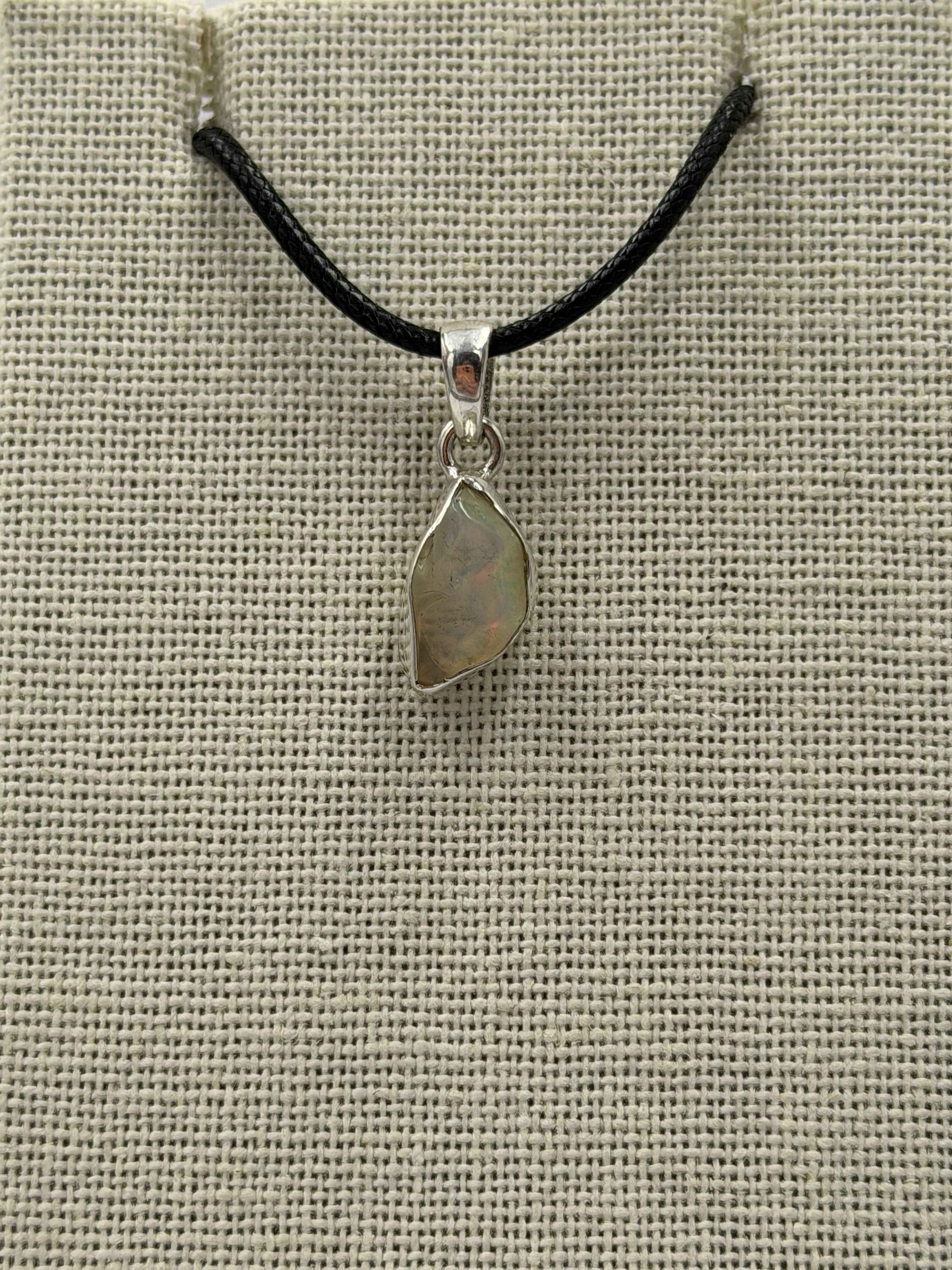 Sterling Silver Raw Ethiopian Opal Pendant Size 2