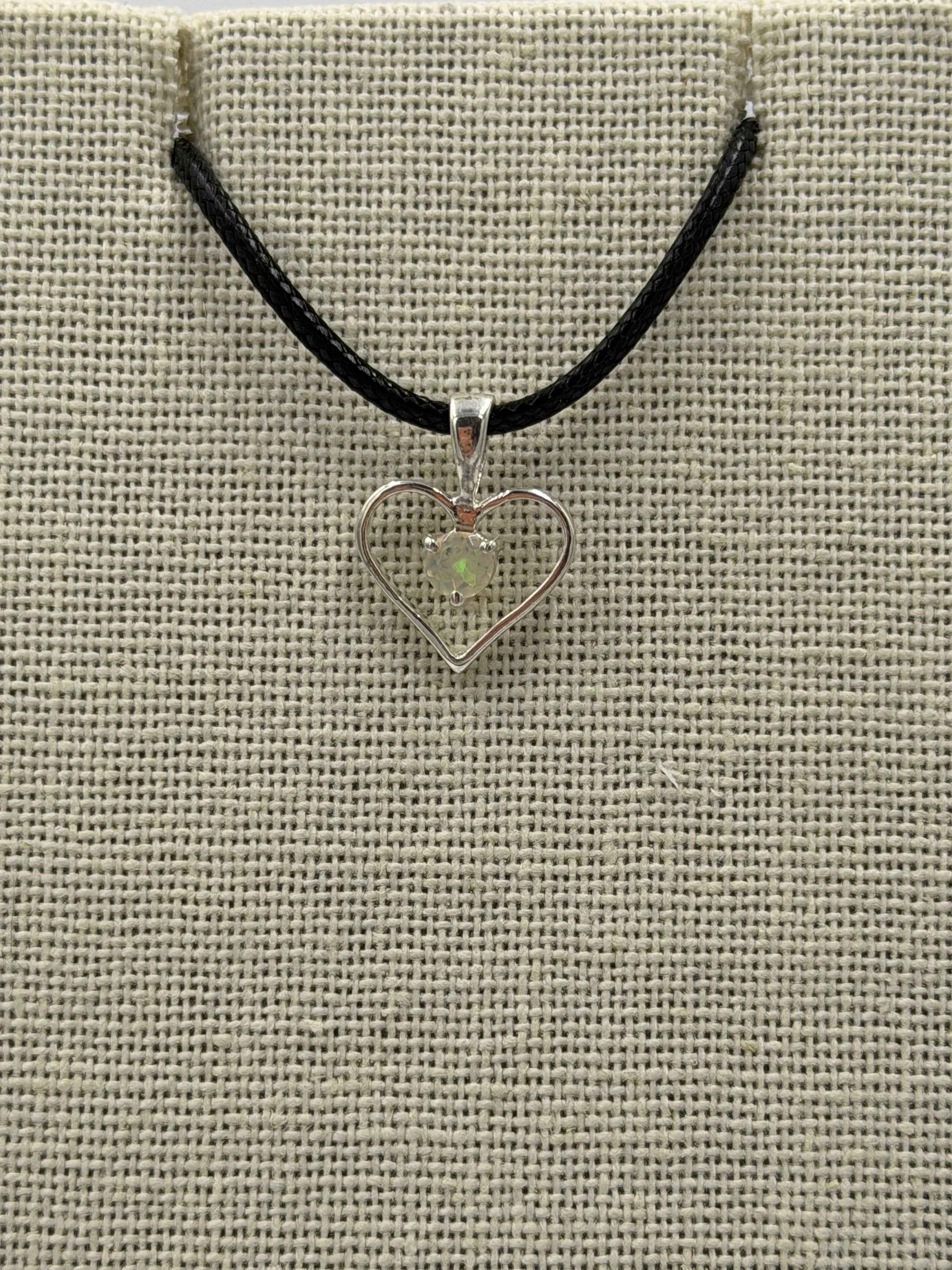 Sterling Silver Heart Ethiopian Opal Pendant