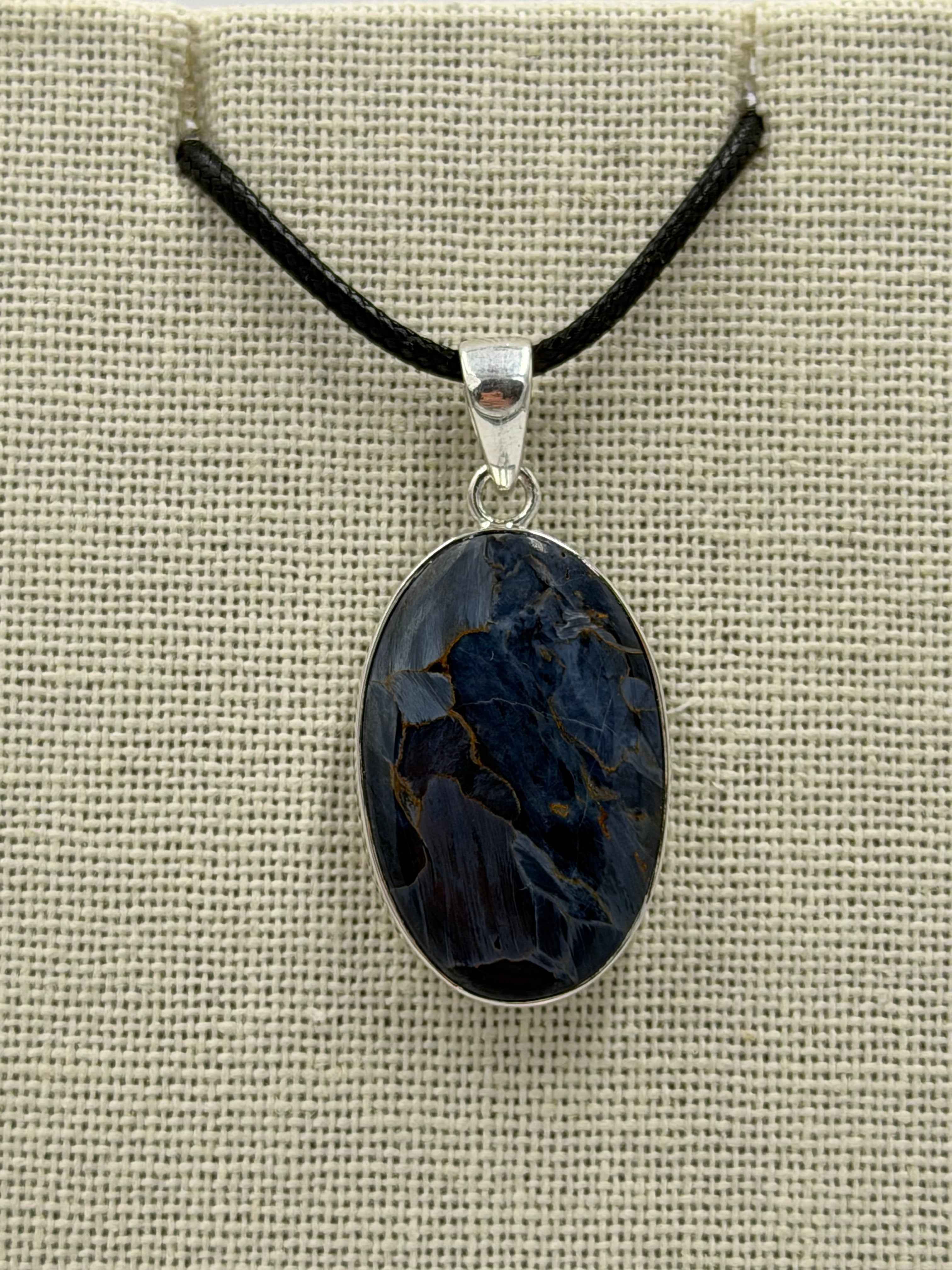 Sterling Silver Oval  Pietersite Pendant