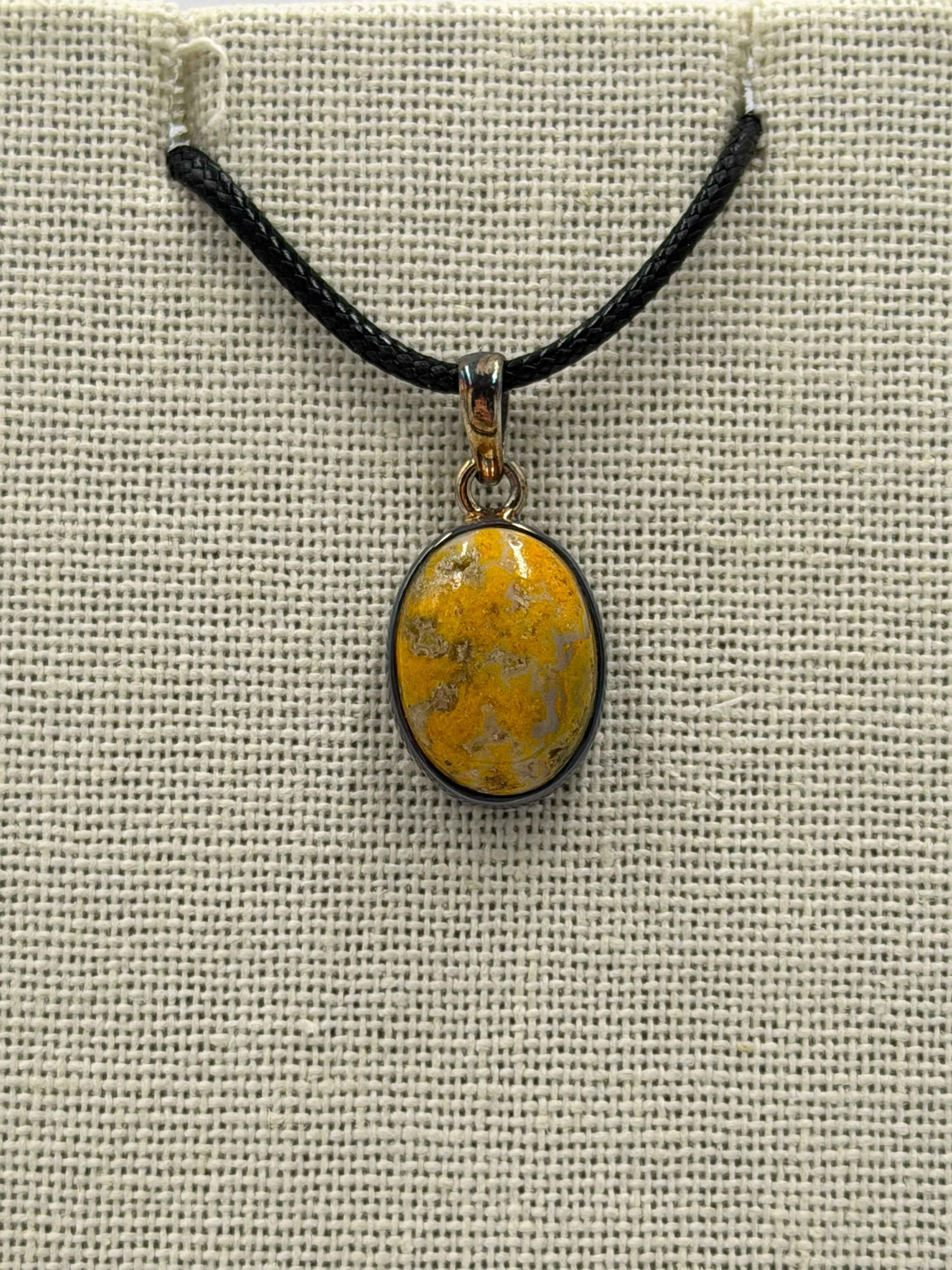 Sterling Silver Oval  Bumblebee Jasper Pendant