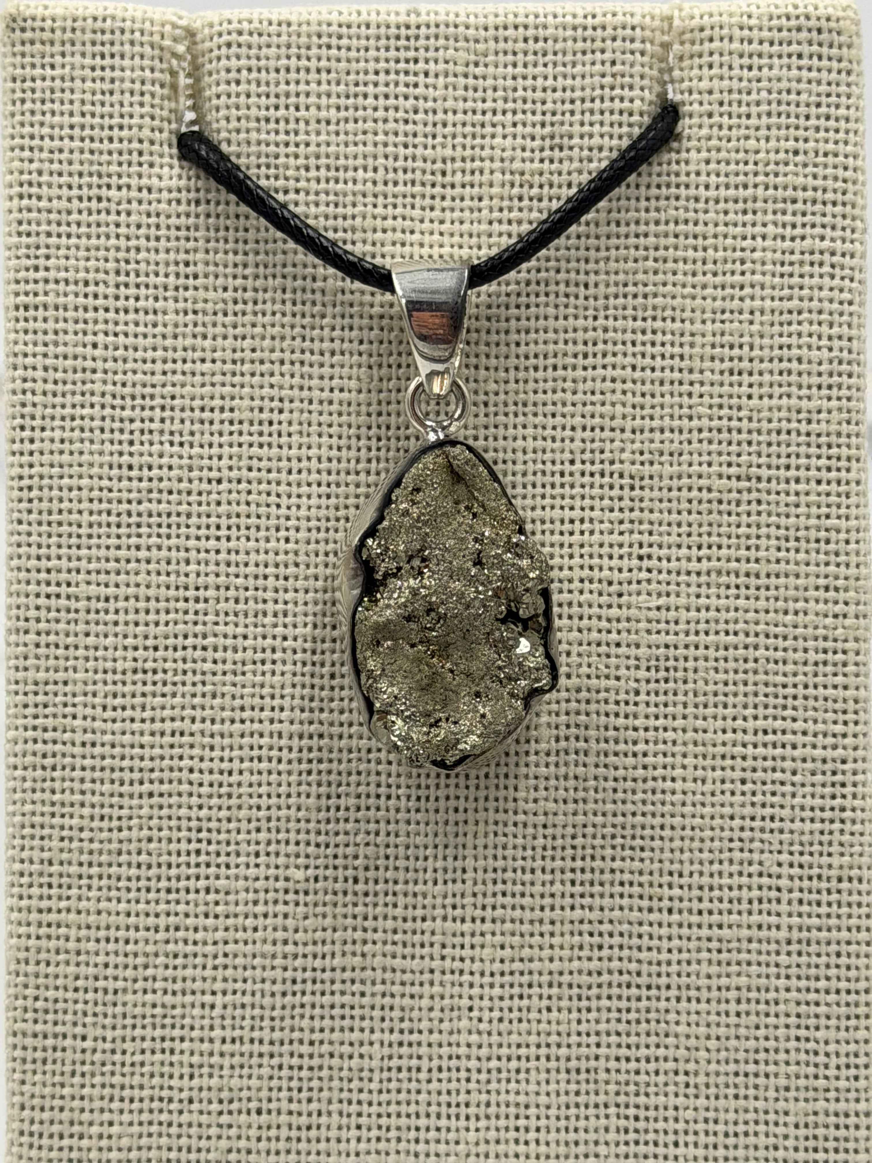 Sterling Silver Raw Pyrite Pendant