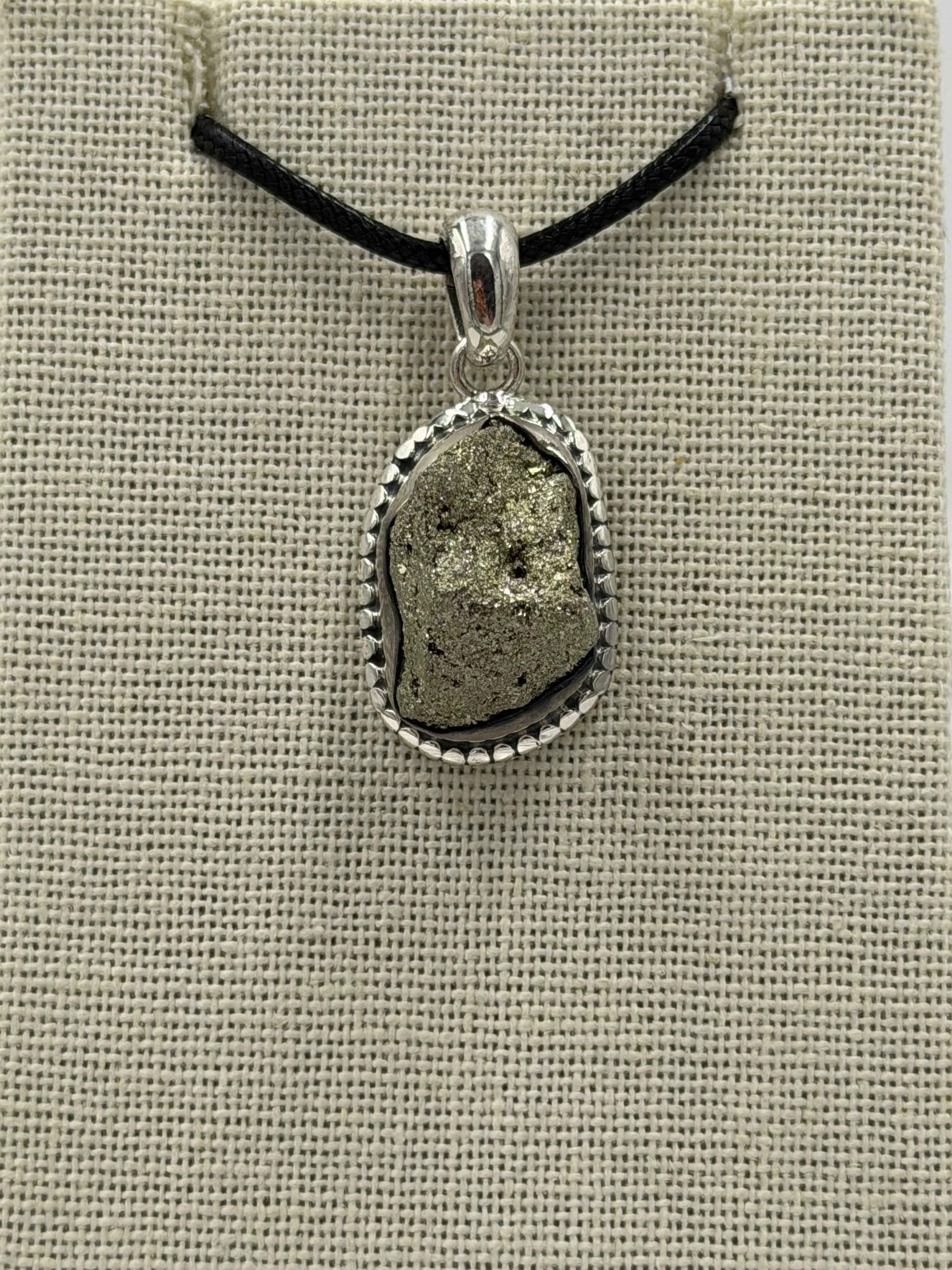 Sterling Silver Bezeled Raw Pyrite Pendant