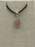 Sterling Silver Bezeled Oval Rose Quartz Pendant