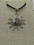 Sterling Silver Sun & Moon Rainbow Moonstone Pendant