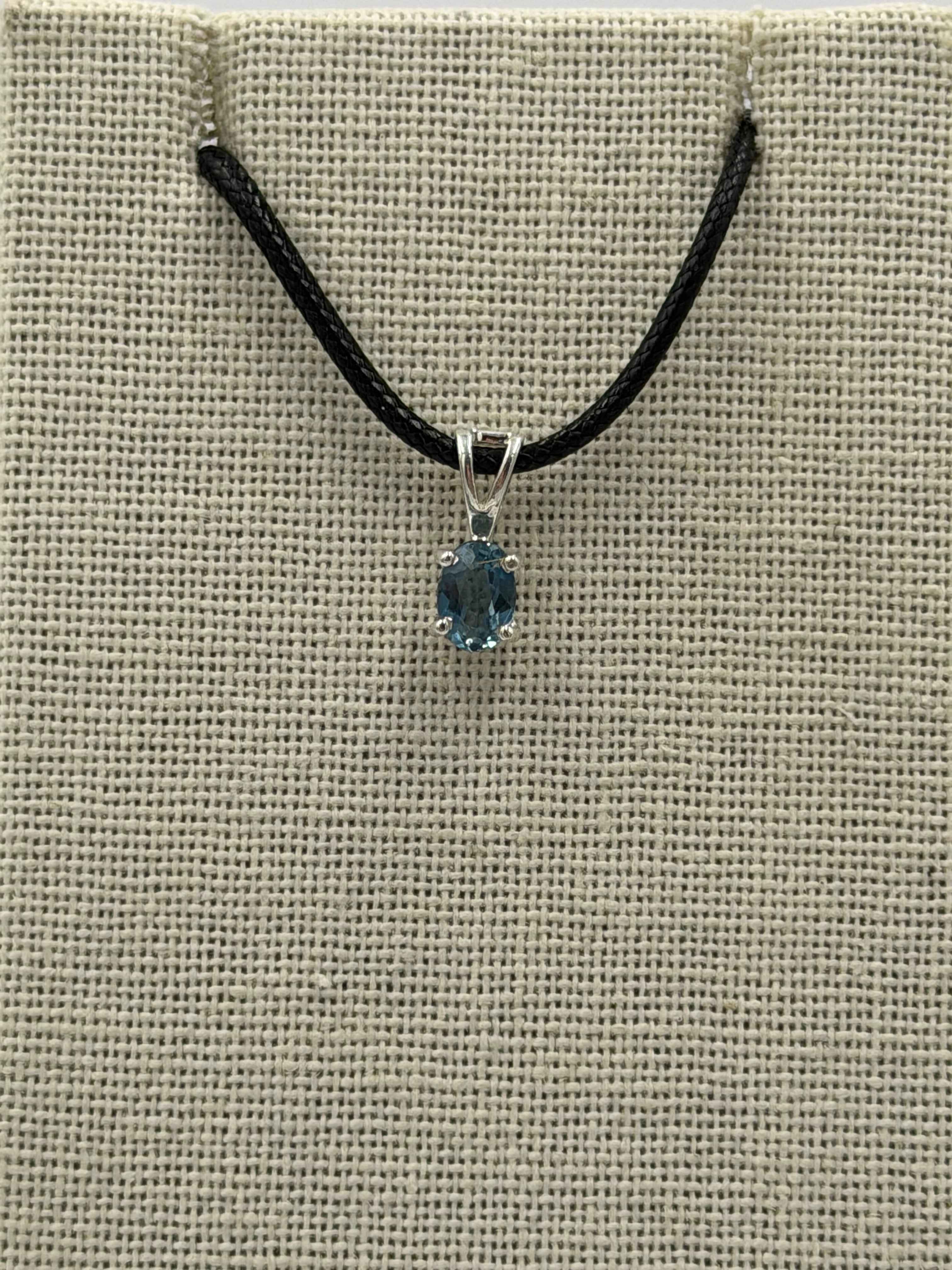 Sterling Silver Oval London Blue Topaz Pendant Size 2