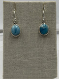 Sterling Silver Round Larimar Dangle Earrings