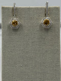 Sterling Silver Sparkled Hexagon Citrine Hoop Earrings