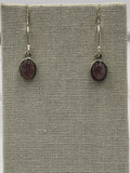 Sterling Silver Rose Bezeled Oval Quartz Dangle Earrings