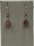 Sterling Silver Rose Single Chain Quartz Dangle Earrings