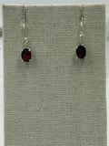 Sterling Silver Oval Garnet Dangle Earrings Size 2
